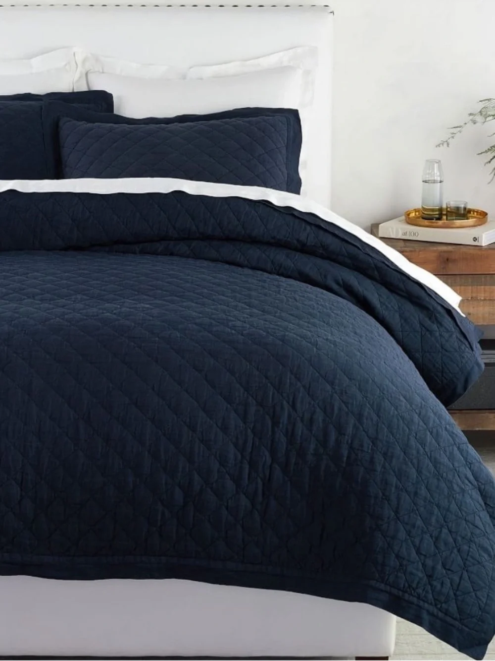 NWT Pottery Barn Belgian Flax Linen King Sham Midnight Navy Blue